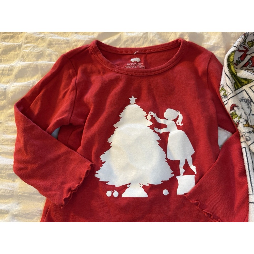 12 & 12/18 Month Christmas Bundle-Grinch fleece Pjs And 100% Cotton Graphic Tee - Picture 3 of 4